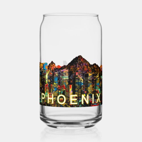 Phoenix in graffiti with monogram  can glass
