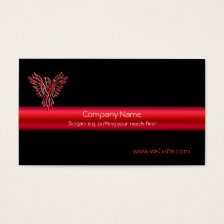 Phoenix in Red on black and metallic-look stripe Business Card