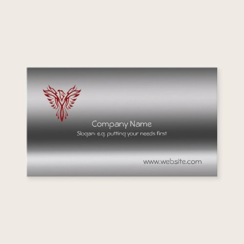 Phoenix in red on metallic-look template business card