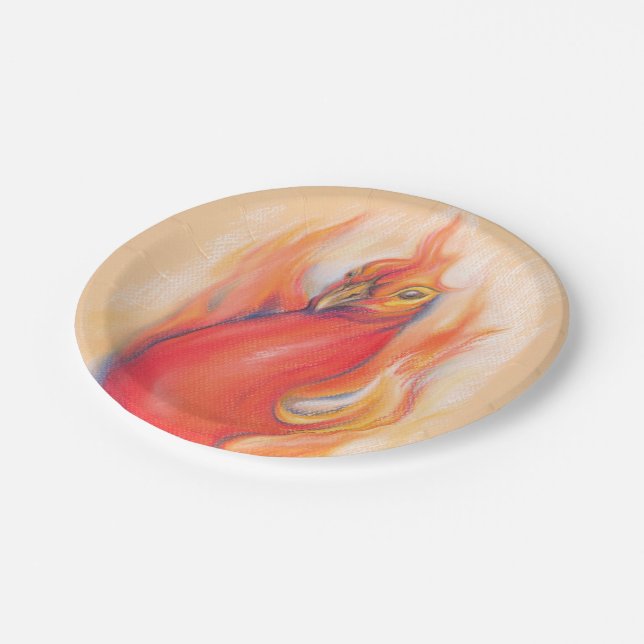Phoenix in the Flames Pastel Art Paper Plates (Angled)