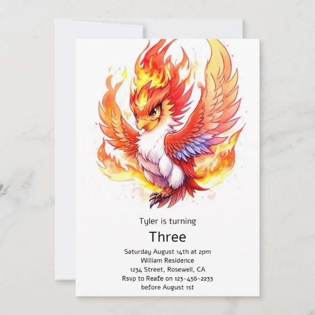 Phoenix Kids Birthday Invitation (Front)