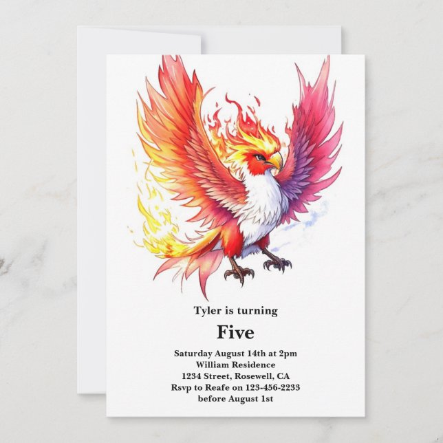 Phoenix Kids Birthday Invitation (Front)