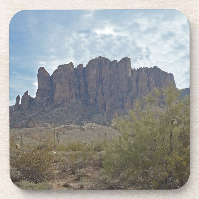Phoenix Landscape Superstition Mountains Arizona Beverage Coaster (Front)
