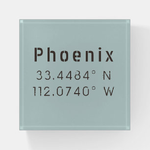 Phoenix Latitude Longitude Paperweight
