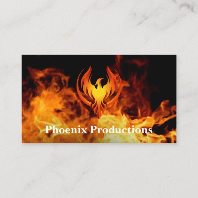 Phoenix Logo | Fire Background Business Card (Front)