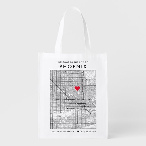 Phoenix Love Locator  City Map Wedding Welcome Grocery Bag