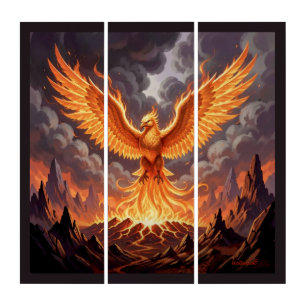 Phoenix Majestique Triptych Wall Art