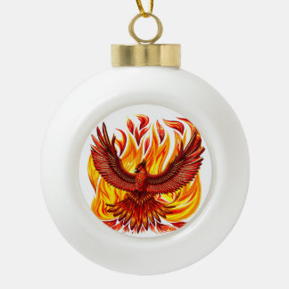 Phoenix mythological immortal Creature Ceramic Ball Christmas Ornament