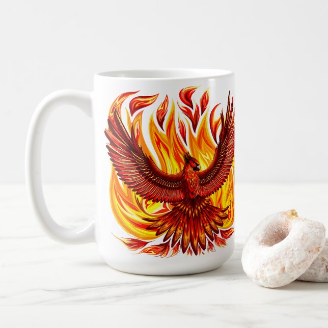 Phoenix mythological immortal Creature Coffee Mug (With Donut)