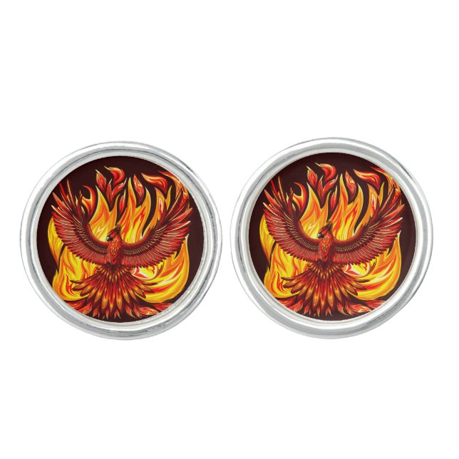 Phoenix mythological immortal Creature Cufflinks (Front)