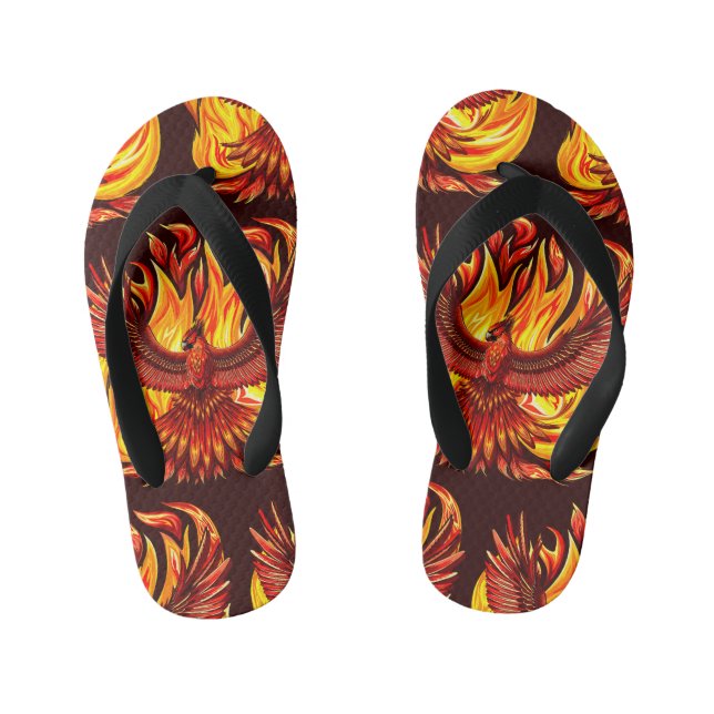 Phoenix mythological immortal Creature Kid's Flip Flops (Footbed)