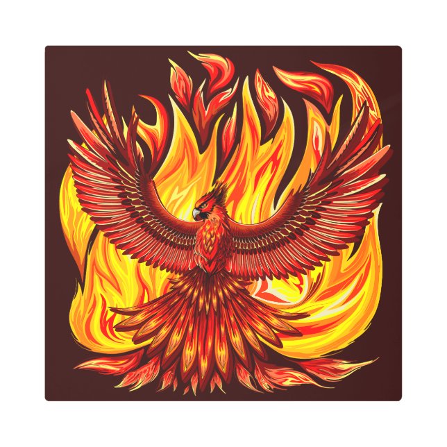 Phoenix mythological immortal Creature Metal Print (Front)