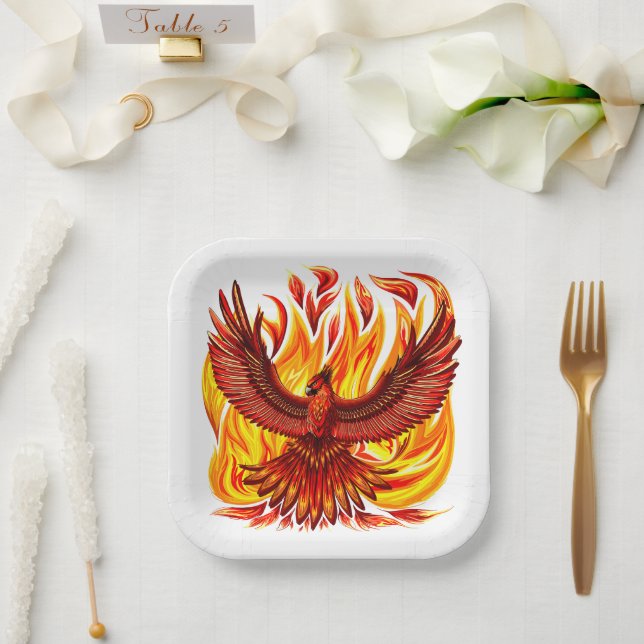 Phoenix mythological immortal Creature Paper Plates (Wedding)