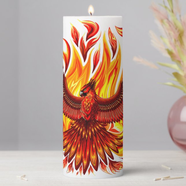 Phoenix mythological immortal Creature Pillar Candle (In Situ)