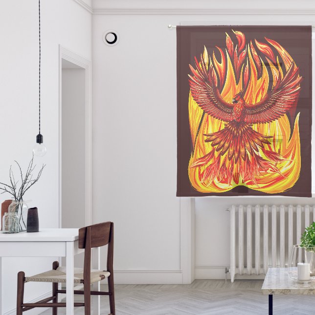Phoenix mythological immortal Creature Sheer Curtains (Living Room)