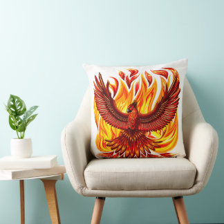 Phoenix mythological immortal Creature Throw Pillow