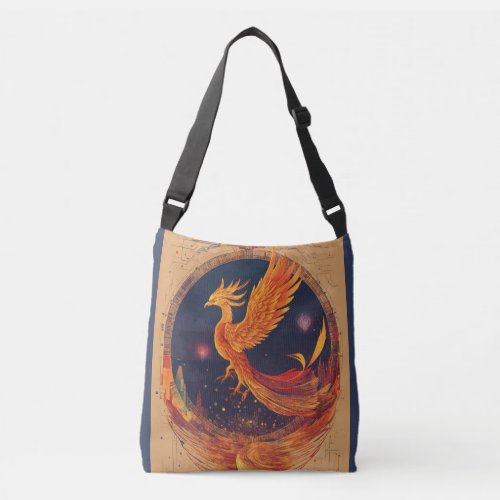Phoenix Nebula Elegance Celestial Tattoo Design  Crossbody Bag