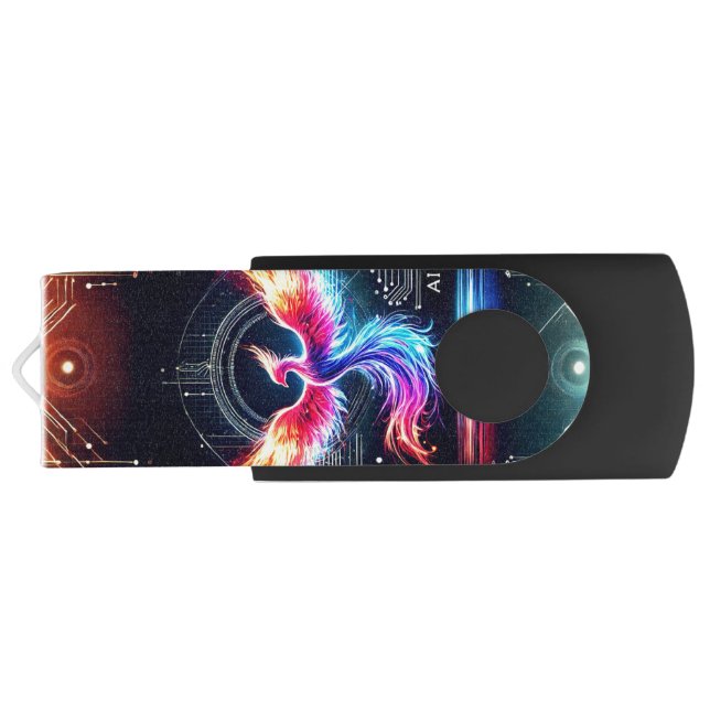Phoenix Neon Swivel USB Flash Drive – Futuristic (Back)
