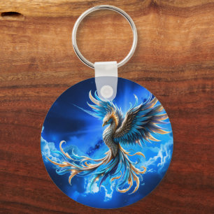 Phoenix of the Sapphire Dawn Keychain
