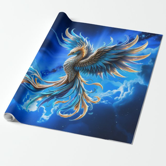 Phoenix of the Sapphire Dawn  Wrapping Paper (Unrolled)