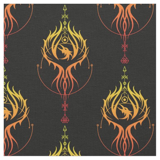 Phoenix on fire fabric