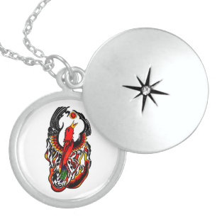 Phoenix On Fire Locket Necklace
