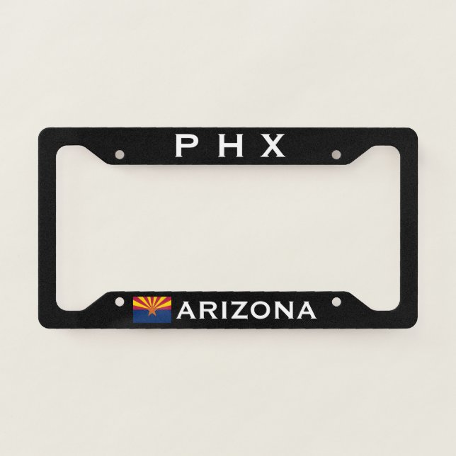 Phoenix PHX Arizona Flag Black  License Plate Frame (Front)
