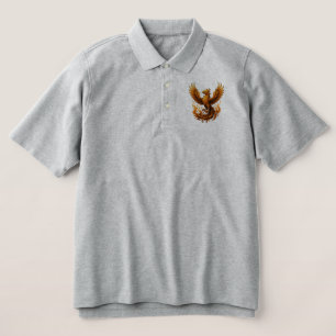 Phoenix Rebirth – Rise in Gold Embroidered Polo Shirt