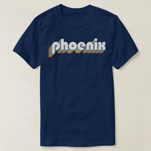 Phoenix Retro Rainbow Typography Faded Style T-Shirt (Design Front)