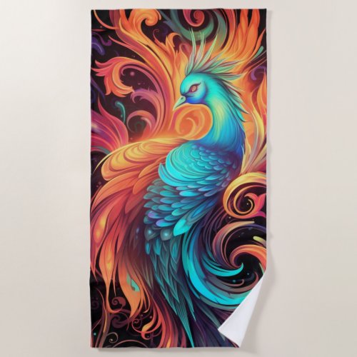 Phoenix Rise Above Bold Ornate vibrant Beach Towel