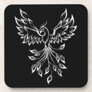 Phoenix Rises on Black Beverage Coaster