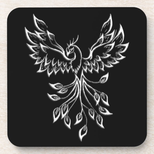 Phoenix Rises on Black Beverage Coaster (Front)