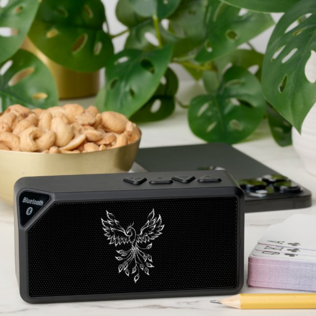 Phoenix Rises on Black Bluetooth Speaker (Insitu(Table))