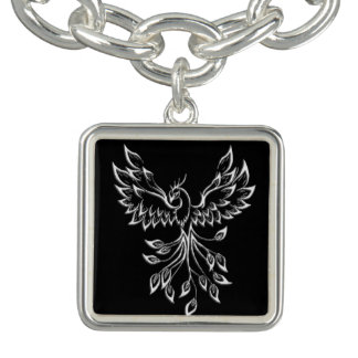 Phoenix Rises on Black Bracelet