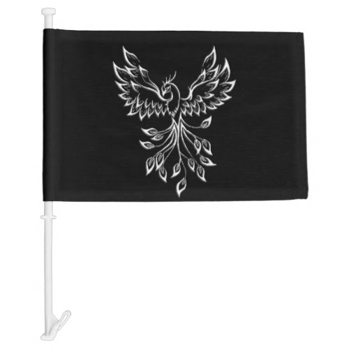 Phoenix Rises on Black Car Flag