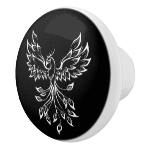 Phoenix Rises on Black Ceramic Knob