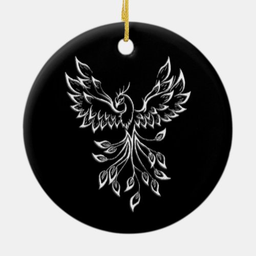 Phoenix Rises on Black Ceramic Ornament