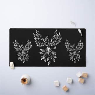 Phoenix Rises on Black Desk Mat