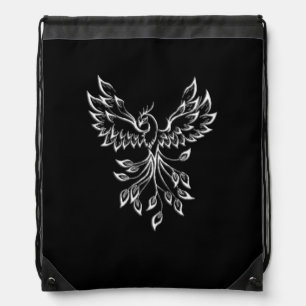 Phoenix Rises on Black Drawstring Bag