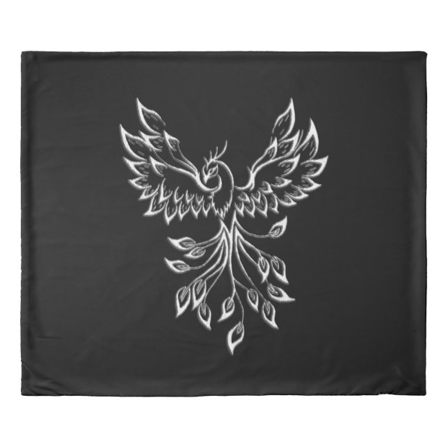 Phoenix Rises on Black Duvet Cover (Front)