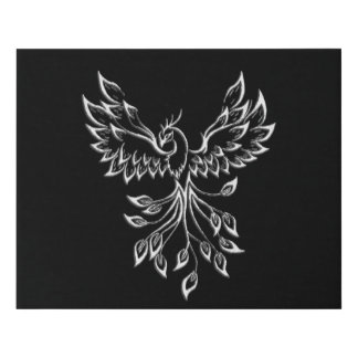Phoenix Rises on Black Faux Canvas Print