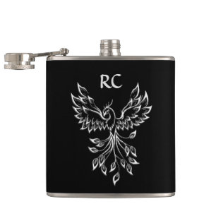 Phoenix Rises on Black Flask
