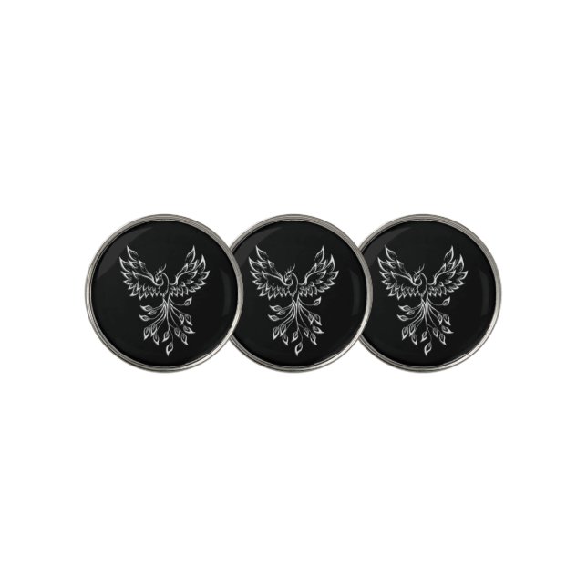 Phoenix Rises on Black  Golf Ball Marker (3 Up)