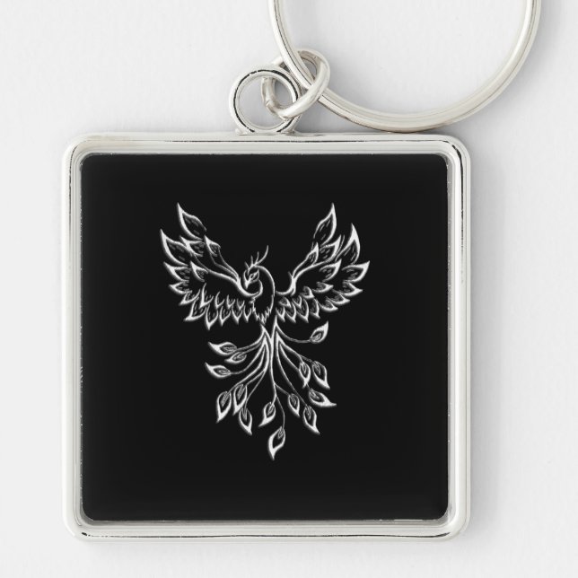 Phoenix Rises on Black  Keychain (Front)