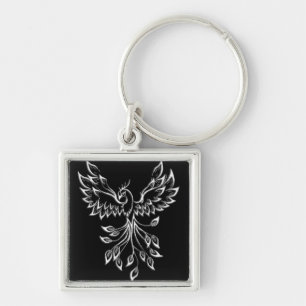 Phoenix Rises on Black Keychain