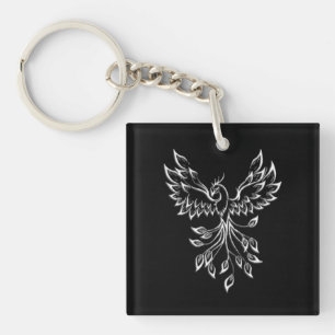 Phoenix Rises on Black Keychain