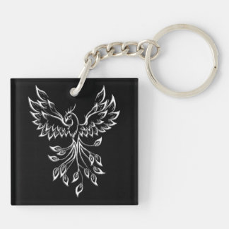 Phoenix Rises on Black Keychain
