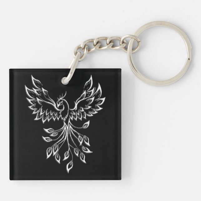 Phoenix Rises on Black Keychain (Back)
