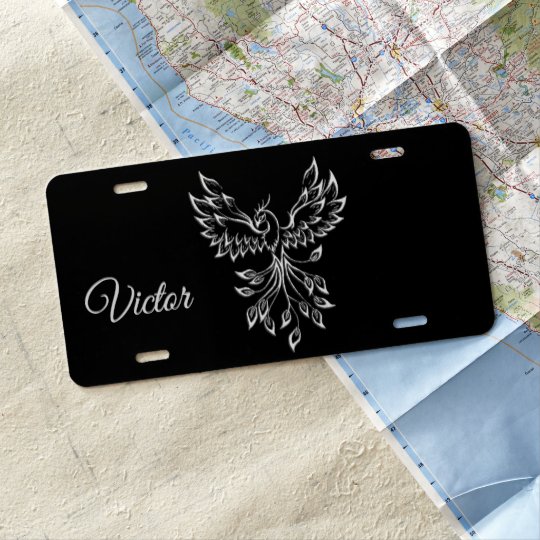 Phoenix Rises on Black License Plate | Zazzle.com