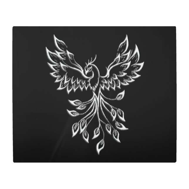 Phoenix Rises on Black  Metal Print (Front)